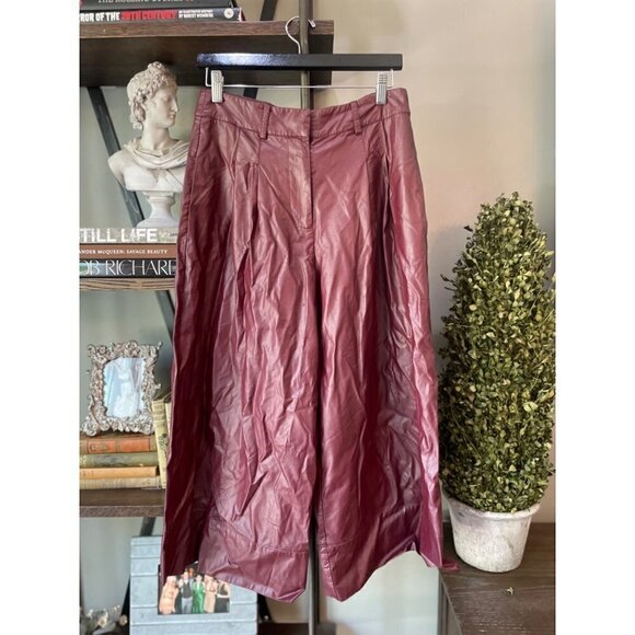 Nicholas Faux Leather Sofia Culottes Red Womens Size 8 - Picture 6 of 15